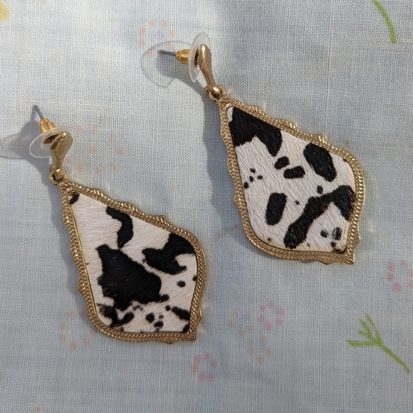 Cow Print Earrings - Picture 3 of 6